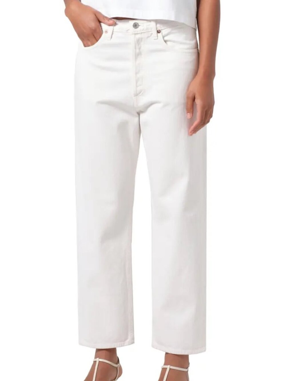 Agolde 90's mid-rise straight crop jeans "Salt" size 34